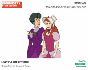 Lady Tremaine, Anastasia - Disney's Cinderella - Embroidery Design in 3 sizes & 8 formats