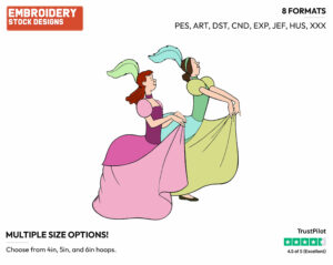 Anastasia, Drizella Off To The Ball - Disney's Cinderella - Embroidery Design in 3 sizes & 8 formats