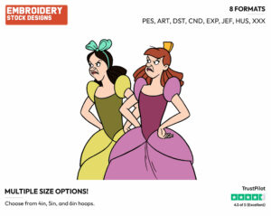 Anastasia, Drizella - Disney's Cinderella - Embroidery Design in 3 sizes & 8 formats