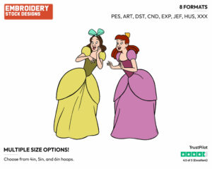 Anastasia, Drizella - Disney's Cinderella - Embroidery Design in 3 sizes & 8 formats