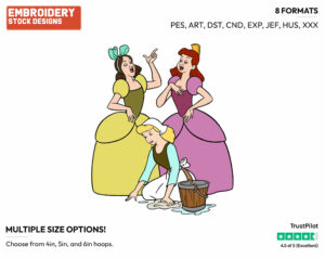 Cinderella, Anastasia, Drizella - Disney's Cinderella - Embroidery Design in 3 sizes & 8 formats