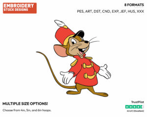Timothy - Disney's Dumbo - Embroidery Design in 3 sizes & 8 formats