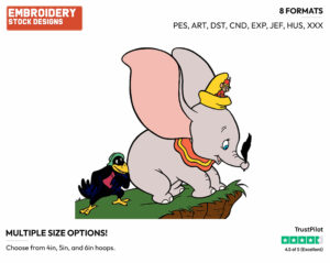 Dumbo, Timothy, Fats - Disney's Dumbo - Embroidery Design in 3 sizes & 8 formats
