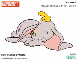 Dumbo Sleeping - Disney's Dumbo - Embroidery Design in 3 sizes & 8 formats