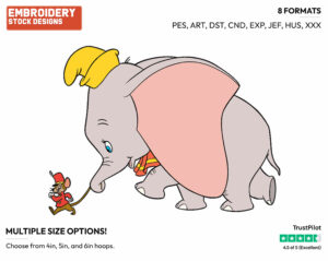 Dumbo, Timothy - Disney's Dumbo - Embroidery Design in 3 sizes & 8 formats