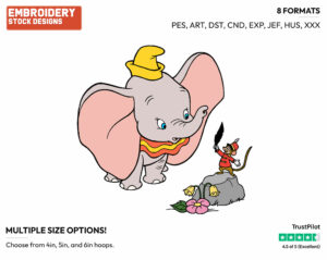 Dumbo, Timothy - Disney's Dumbo - Embroidery Design in 3 sizes & 8 formats