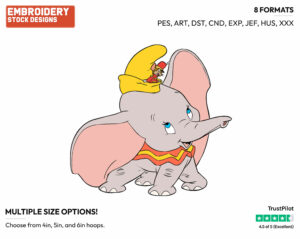 Dumbo, Timothy - Disney's Dumbo - Embroidery Design in 3 sizes & 8 formats