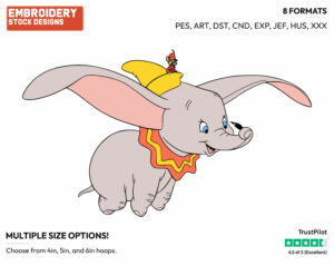 Dumbo, Timothy - Disney's Dumbo - Embroidery Design in 3 sizes & 8 formats
