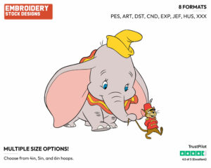 Dumbo, Timothy - Disney's Dumbo - Embroidery Design in 3 sizes & 8 formats