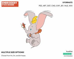 Dumbo, Timothy - Disney's Dumbo - Embroidery Design in 3 sizes & 8 formats