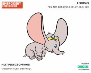 Dumbo Flying With Goggles - Disney's Dumbo - Embroidery Design in 3 sizes & 8 formats