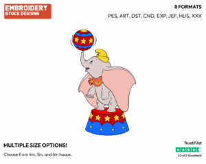 Dumbo Balancing A Ball On His Nose - Disney's Dumbo - Embroidery Design in 3 sizes & 8 formats