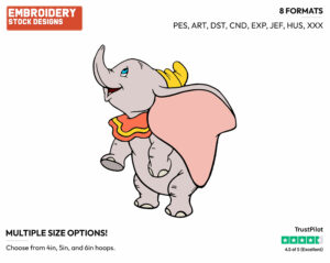 Dumbo - Disney's Dumbo - Embroidery Design in 3 sizes & 8 formats