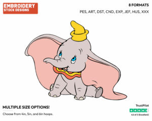 Dumbo - Disney's Dumbo - Embroidery Design in 3 sizes & 8 formats