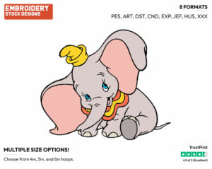 Dumbo - Disney's Dumbo - Embroidery Design in 3 sizes & 8 formats
