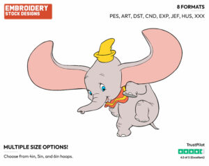 Dumbo Flying - Disney's Dumbo - Embroidery Design in 3 sizes & 8 formats