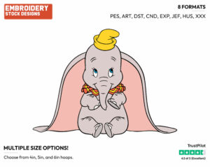 Dumbo - Disney's Dumbo - Embroidery Design in 3 sizes & 8 formats