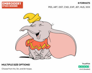 Dumbo Laughing - Disney's Dumbo - Embroidery Design in 3 sizes & 8 formats