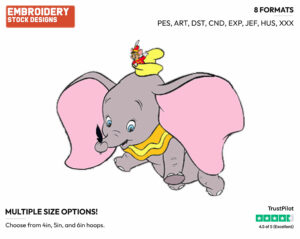 Dumbo, Timothy - Disney's Dumbo - Embroidery Design in 3 sizes & 8 formats