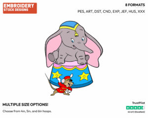 Dumbo, Timothy - Disney's Dumbo - Embroidery Design in 3 sizes & 8 formats