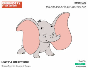 Baby Dumbo - Disney's Dumbo - Embroidery Design in 3 sizes & 8 formats