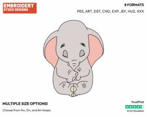 Baby Dumbo - Disney's Dumbo - Embroidery Design in 3 sizes & 8 formats
