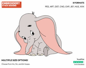 Baby Dumbo - Disney's Dumbo - Embroidery Design in 3 sizes & 8 formats