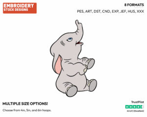 Baby Dumbo - Disney's Dumbo - Embroidery Design in 3 sizes & 8 formats