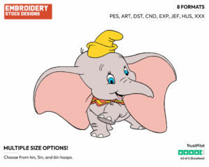 Dumbo - Disney's Dumbo - Embroidery Design in 3 sizes & 8 formats