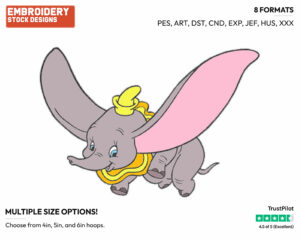 Dumbo Flying - Disney's Dumbo - Embroidery Design in 3 sizes & 8 formats
