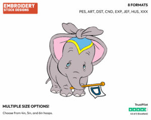 Dumbo - Disney's Dumbo - Embroidery Design in 3 sizes & 8 formats