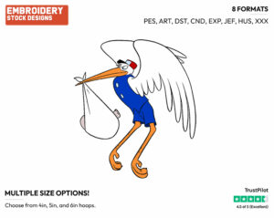 Mr. Stork - Disney's Dumbo - Embroidery Design in 3 sizes & 8 formats