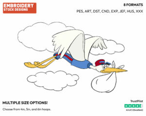 Mr. Stork - Disney's Dumbo - Embroidery Design in 3 sizes & 8 formats