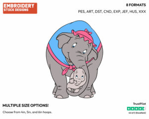 Jumbo Cradling Dumbo - Disney's Dumbo - Embroidery Design in 3 sizes & 8 formats