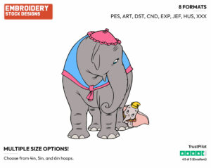 Dumbo, Jumbo - Disney's Dumbo - Embroidery Design in 3 sizes & 8 formats