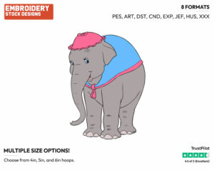 Jumbo - Disney's Dumbo - Embroidery Design in 3 sizes & 8 formats