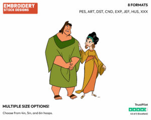 Pacha, Chicha - Disney's The Emperor's New Groove - Embroidery Design in 3 sizes & 8 formats