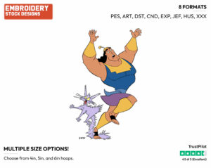 Kronk Stepping On Cat Yzma - Disney's The Emperor's New Groove - Embroidery Design in 3 sizes & 8 formats
