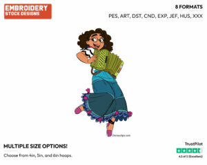 Mirabel Playing The Accordion - Disney's Encanto - Embroidery Design in 3 sizes & 8 formats
