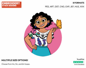 Mirabel With A Butterfly - Disney's Encanto - Embroidery Design in 3 sizes & 8 formats