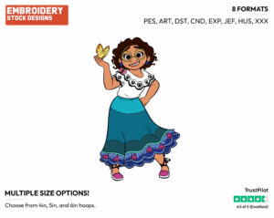 Mirabel With A Butterfly - Disney's Encanto - Embroidery Design in 3 sizes & 8 formats