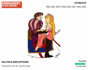 Giselle, Prince Edward On Horse - Disney's Enchanted - Embroidery Design in 3 sizes & 8 formats