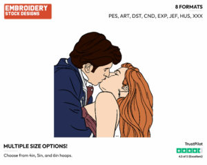 Giselle, Robert Philip Kissing - Disney's Enchanted - Embroidery Design in 3 sizes & 8 formats