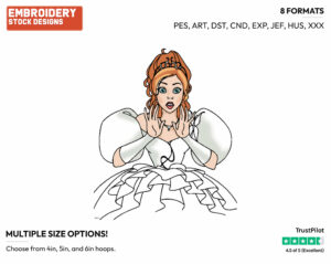 Giselle In Wedding Dress - Disney's Enchanted - Embroidery Design in 3 sizes & 8 formats