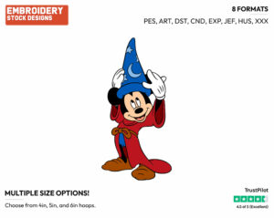 Sorcerer Mickey - Disney's Mickey Mouse & Friends in Fantasia - Embroidery Design in 3 sizes & 8 formats