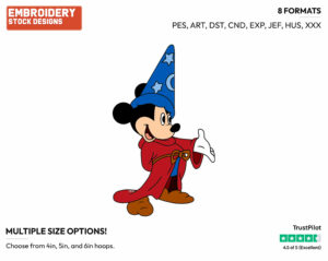 Mickey Mouse - Disney's Mickey Mouse & Friends in Fantasia - Embroidery Design in 3 sizes & 8 formats