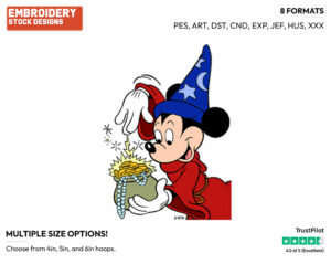 Mickey Mouse - Disney's Mickey Mouse & Friends in Fantasia - Embroidery Design in 3 sizes & 8 formats