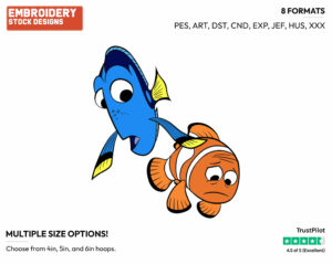 Dory, Marlin - Disney's Finding Dory - Embroidery Design in 3 sizes & 8 formats