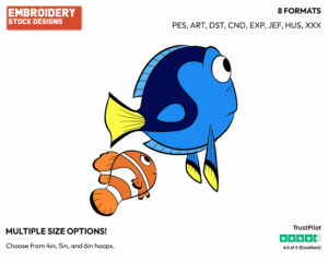 Dory, Marlin - Disney's Finding Dory - Embroidery Design in 3 sizes & 8 formats