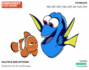 Dory, Marlin - Disney's Finding Dory - Embroidery Design in 3 sizes & 8 formats